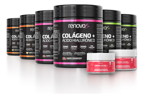 Kit 6 Colágenos Renova Be Verisol Com Ácido Hialurônico Sabor 2 Tangerina, 2 Limão, 2 Cranberry