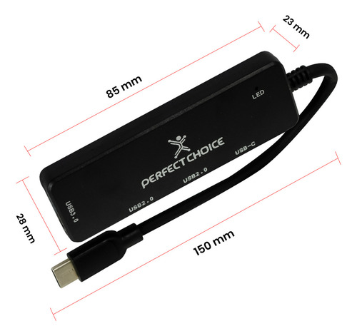 Adaptador Hub USB Tipo C 2.0 4 Puertos para Laptop y Dispositivos Móviles Perfect Choice