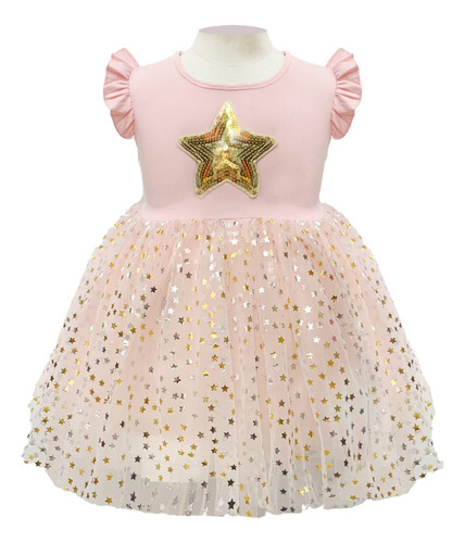 Vestido Bautizo De Bebé Con Tul De Estrella 1año - 5año