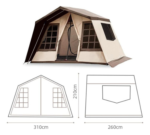 Carpa Camping Tipo Cabaña 310x260x210 Beige Bighouse