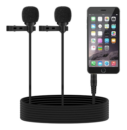 Microfono Doble Celular Solapa Lavalier Para iPhone Android