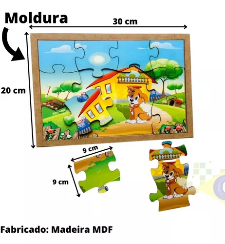 Kit 10 Jogos Quebra Cabeça Infantil Animais Educativo Mdf - R$ 244,9