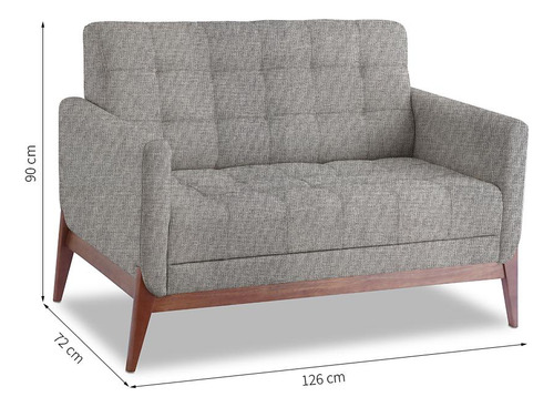 Sofá 2 Lugares Brooks Linho Cimento 126 Cm