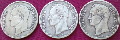 3 Fuertes De Plata Lei 900. Gram. 25 . Años 1929-1935-1936.