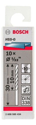 10un Broca Metal Bosch Hss-g 1/32