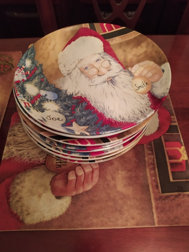 Platos Navideños Ceramica Grandes Y Medianos, Muy Hermosos (Usado)
