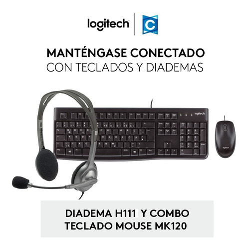 Sùper Combo Logitech Diadema H111+teclado Y Mouse Mk120