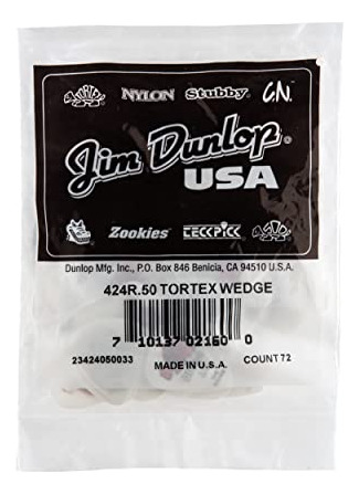 Pa De Guitarra Dunlop 424r .50 Wedge, Blanco/rojo, 0.50mm