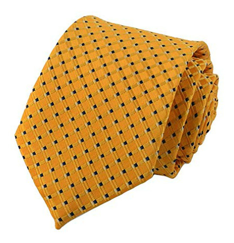 Corbata De Seda Amarilla Jacquard Tejida.