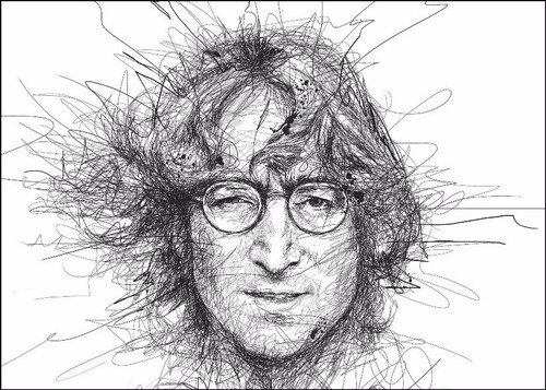 Poster John Lennon Hd 50x70cm Rock Desenho De Rabiscos Arte