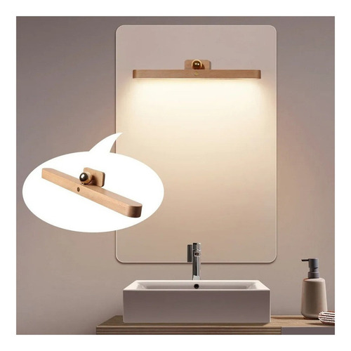 Lámpara Led Moderna De Madera Con Espejo, Lámpara De Pared8