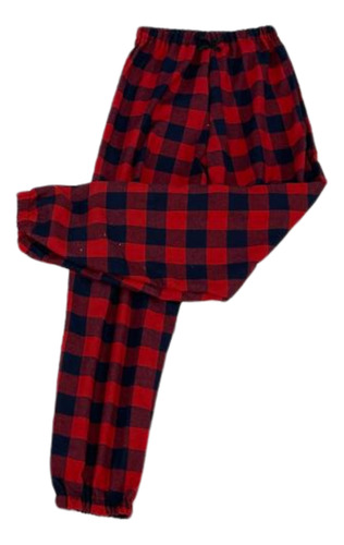 Super Kit Duo Pijama Parejas Franela De Cuadros Rojo -7 Pz