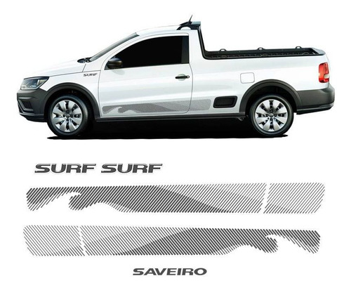 Imagem 2 de 6 de Kit Faixa Saveiro Surf 2015/2016 Adesivo Completo Grafite
