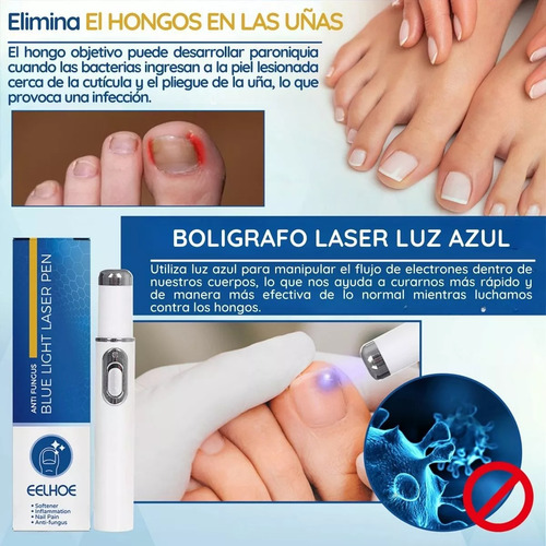 3 Pluma Luz Azul Elimina Hongo Cuidado Uñas Reparación Láser