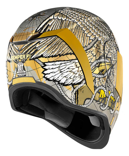 Casco Para Moto Icon Airform Semper Fi Dorado/ Plata