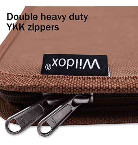 Funda A5 Marrón Con Doble Cremallera Y Soporte Bolígrafo