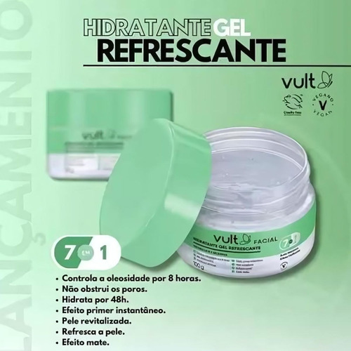 Gel Hidratante Facial Refrescante 7 Em 1 Vult - 100g Todo Tipo De Pele Dia/noite