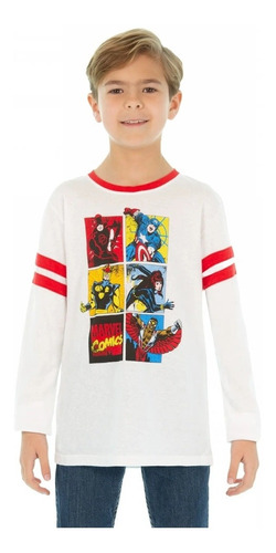 Playera Manga Larga Marvel Para Niño