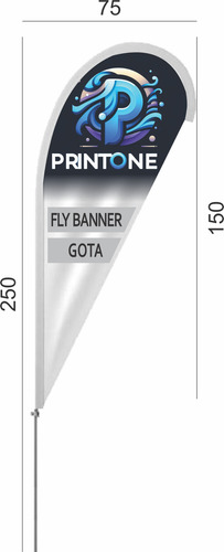 10 Fly Banner Gota 2,5 Mts Con Impresión Y Logo Mas Estacas Blanco
