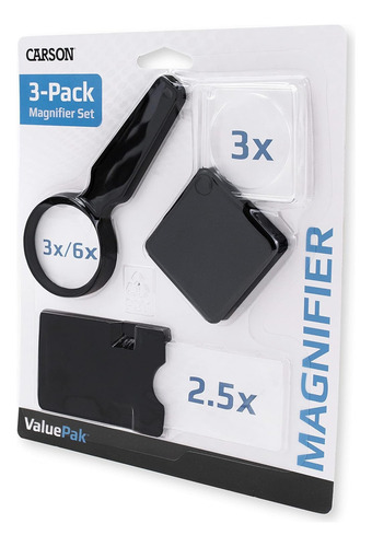 Kit 3 Lupas Billetera Combo Lupa Magnifica 2.5x 3x Y 6x