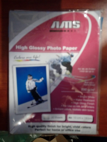 Imagen 2 de 2 de Papel Fotografico High Glossy Ams 4 X 6´´paquete X 20 Unidad