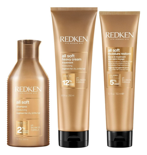 Shampoo 300ml + Mascarilla + Crema Redken All Soft