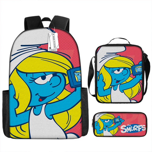 2023 Nueva Mochila Escolar De Los Pitufos De Dibujos Animado