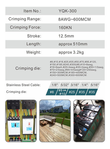Engarzadora Amzcnc Para Terminales De Cable, 9 Awg - 600