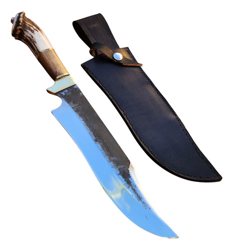 Cuchillo Bowie Artesanal. Hoja De Disco De Arado De 25cm. Marrón Claro