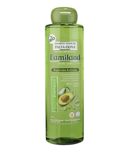 Shampoo Familand 750ml Palta Oliva Bio Sin Sal