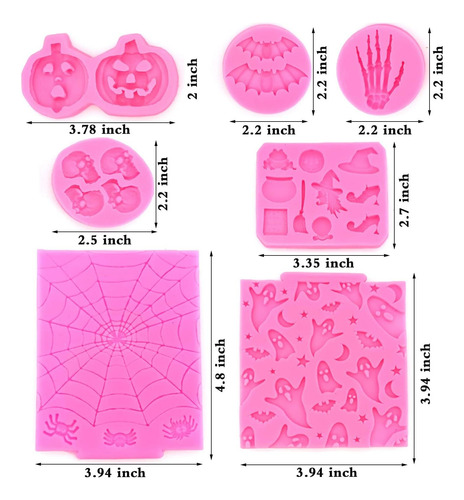 7 Moldes Para Fondant Para Tartas De Halloween, Minimoldes