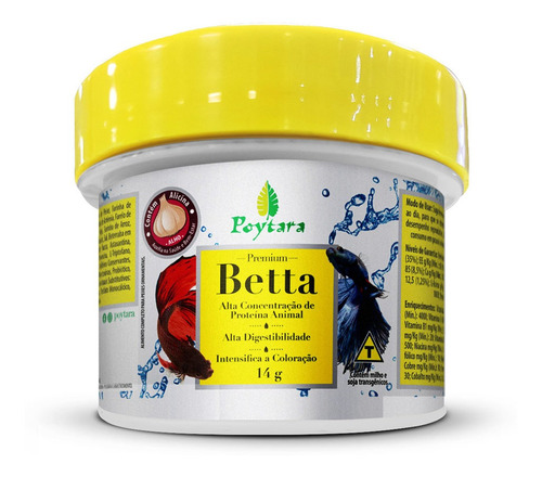 Raçao Para Peixe Beta Poytara Betta 14g Premium