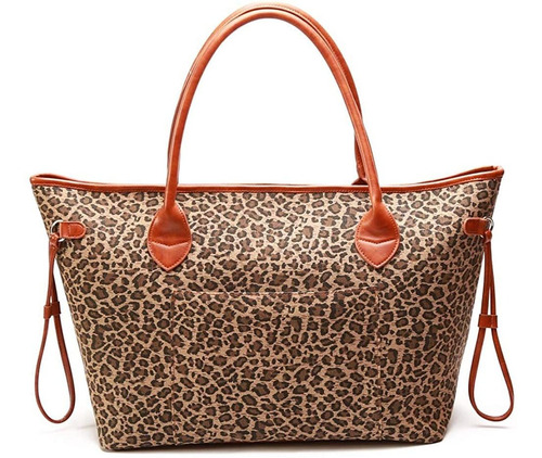 Bolso De Mano De Leopardo De Gran Tamaño Para Mujer, B...