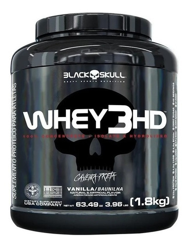 Suplemento en polvo Black Skull  Caveira Preta Series Whey 3HD proteínas sabor vainilla en pote de 1.8kg