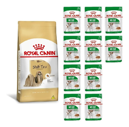 Kit Ração Shih Tzu Adult 1kg E 10 Sachês Mini Royal Canin