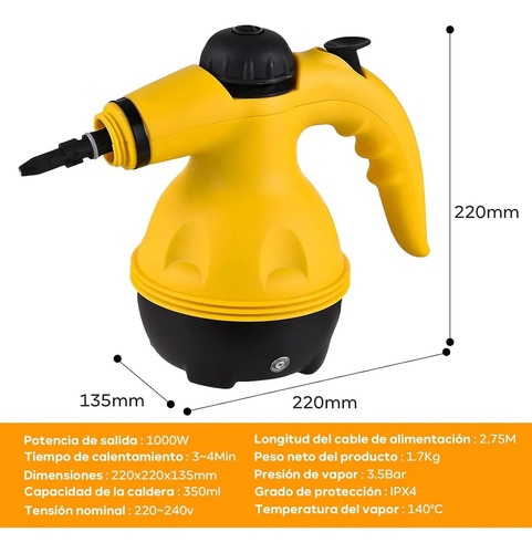 Limpador A Vapor Portátil, 9 Peças De Acessórios