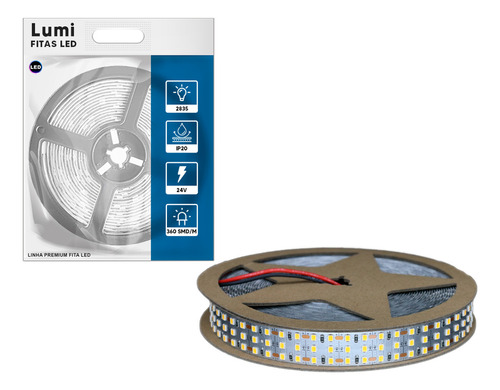 Fita Led 2835/smd 24v Ip20 360d/m 10 Metros Cor Da Luz Branco Quente 3500k