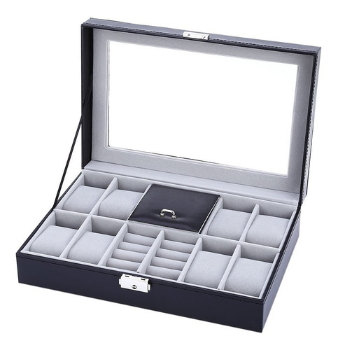 Imagen 1 de 7 de Estuche Joyero 8 Relojes Anillos Exhibidor Alajero De Lujo