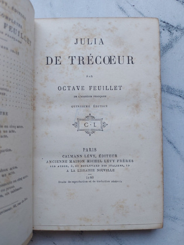 Antiguo Libro Julia De Trécoeur. Octave Feuillet. 52864