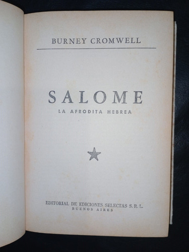 Libro Salomé La Afrodita Hebrea Burney Cromwell Tapa Dura