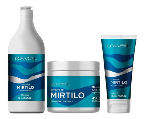Kit Mirtilo Extrato Shampoo + Máscara + Leave-in - Lowell