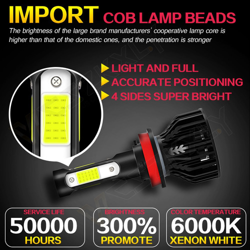 Faróis Led De Feixe Baixo De Quatro Lados H11/h8/h9/h11b