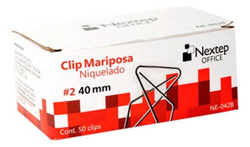 Pack X50 Clip Mariposa Nextep #2 40mm Metal Niquelado Plata