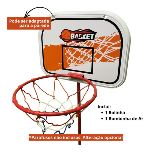 Cesta De Basquete Infantil Tabela Bola E Bomba Inflável Ar