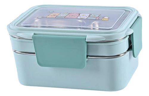 Caja Bento De Acero Inoxidable Con Compartimentos Azul
