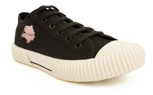 Imagen 1 de 8 de Zapatillas Urbanas Mujer Lona Negra Chatitas Dama