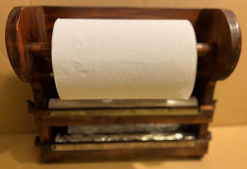 Dispensador Papel Toalla, Film Y Platina De Madera