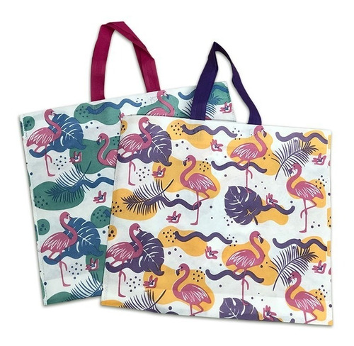 100 Eco Bolsa Friselina Estampadas 45x40x10 Varios Motivos