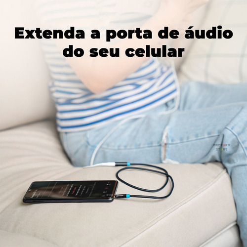 Cabo Extensor Extensao P2 Macho Femea Fone Audio 1m Vention