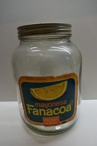 Antiguo Gran Frasco Mayonesa Fanacoa 3 Kilos 1974 Vintage 